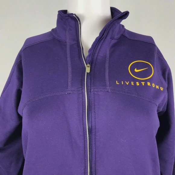 Nike Dri-Fit Sweatshirt Jacket Womens Sz M Purple Livestrong Full Zip Athletic - Picture 2 of 11